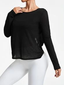 Velisys Velisys Women's Backless Long Sleeve Round Neck Loose Fashion Sports T-Shirt - Multicolor - View 7