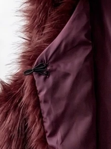 SHEIN 青少年女孩外套 抓絨 秋冬服飾 休閒時尚 極簡純色人造毛皮無袖背心，秋冬款 - 酒紅色 - 查看 4