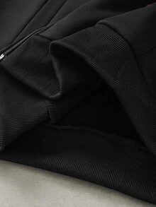 Manfinity Hypemode Men's Casual Cross Pattern Zipper Placket Baseball Jacket - Black - View 3