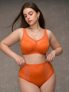 Esseday 大尺碼女款網格拼接休閒日常內衣 - 橘色 - 查看 6