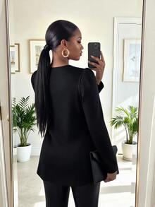 SHEIN Lady CURVE 大尺碼優雅花卉印花長袖夾克 - 彩色 - 查看 2