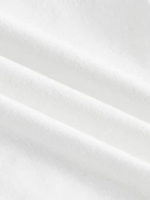 ROMWE Avant 女款字母印花抓皺修身百搭休閒上衣 - 白色 - 查看 3