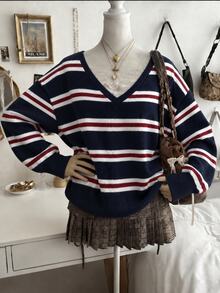 Lalippa Women's Casual Solid Color V-Neck Knit Sweater - Multicolor - View 1