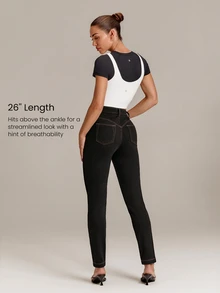 GLOWMODE Knitted Denim In My Element Slim Fit Denim Jeggings With Metallic Rivets & Multi-Pockets Daily Casual Fall Winter Wear - Black - View 2