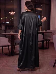 SHEIN Lady Plus Size Women's Colorblock Casual Daily Summer Dress Fall - Black - View 2