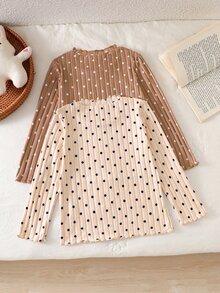 2PCS Young Girls Undershirt - Khaki - View 2