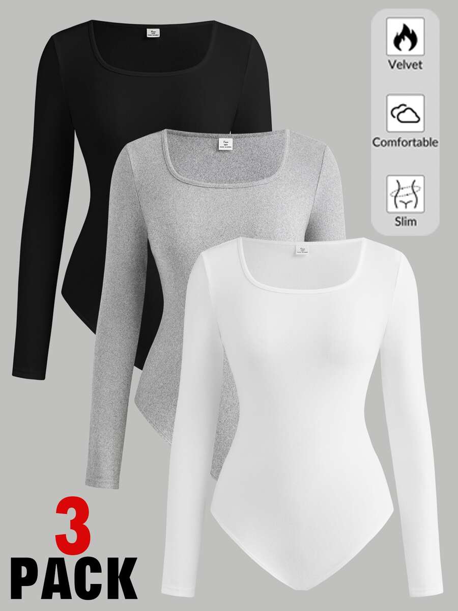 SHEIN 3 قطع ملابس داخلية وجمبسوت للفتيات المراهقات - متعدد الألوان - مشاهدة 1