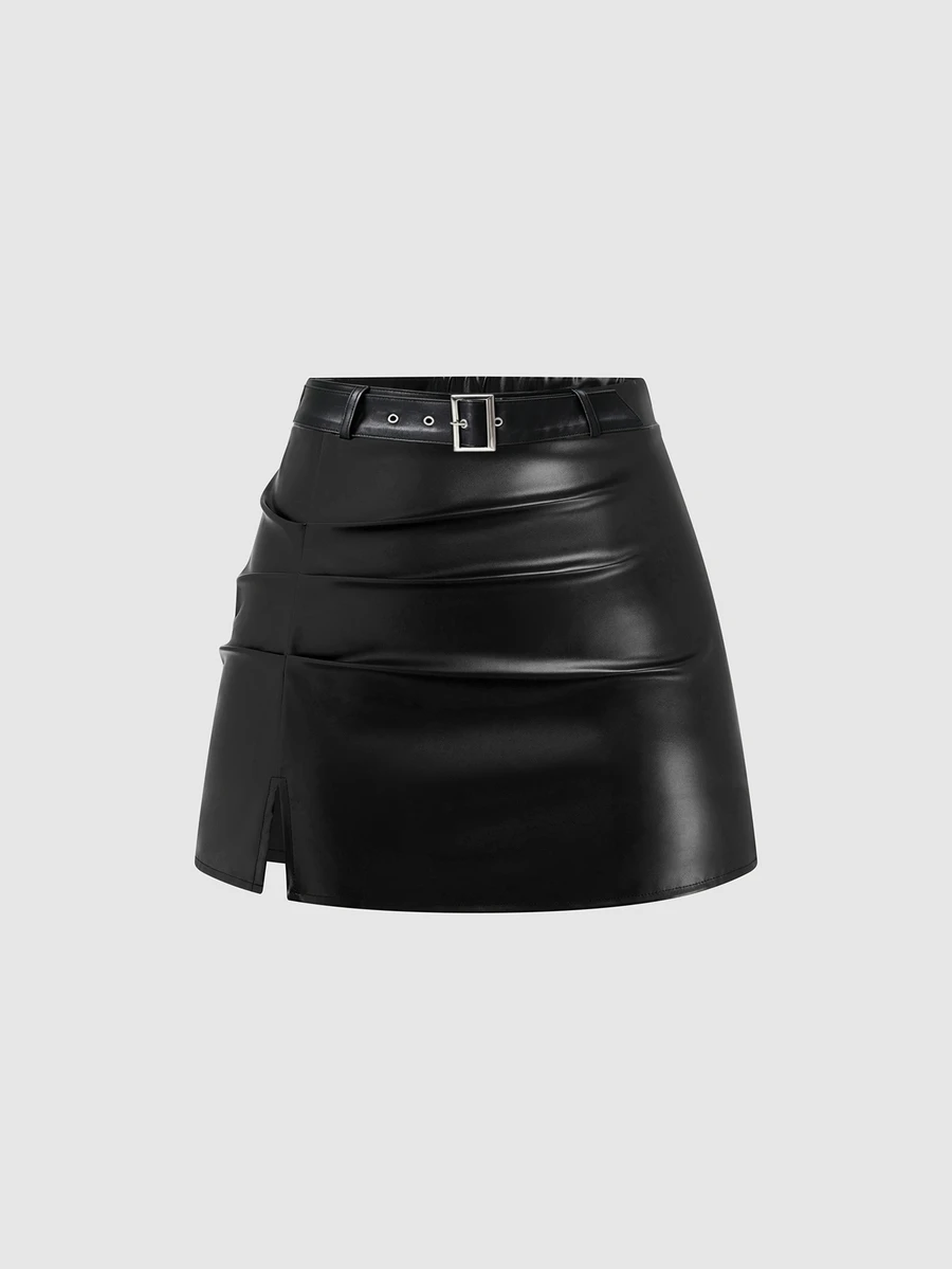 Sweetra Plus Size Women's Solid Color Casual Versatile Mini Skirt - Black - View 1