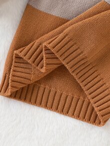 SHEIN Newborn Baby Striped Colorblock Long Sleeve Sweater And Cuffed Knit Pants Set Winter - Multicolor - View 7