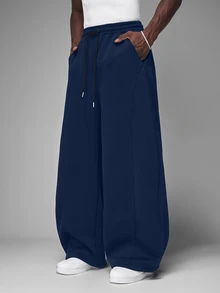 STYNVO Men's Drawstring Waist Pocket Minimalist Versatile Loose Sweatpants - Navy Blue - View 3