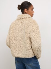 Maija Jaket Plush Kancing Depan Wanita - Khaki - View 4