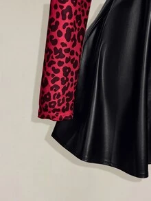 SHEIN ICON Plus Size Y2K Red Leopard Print Sleeveless Ultra Cropped Long Sleeve Top - Red - View 7