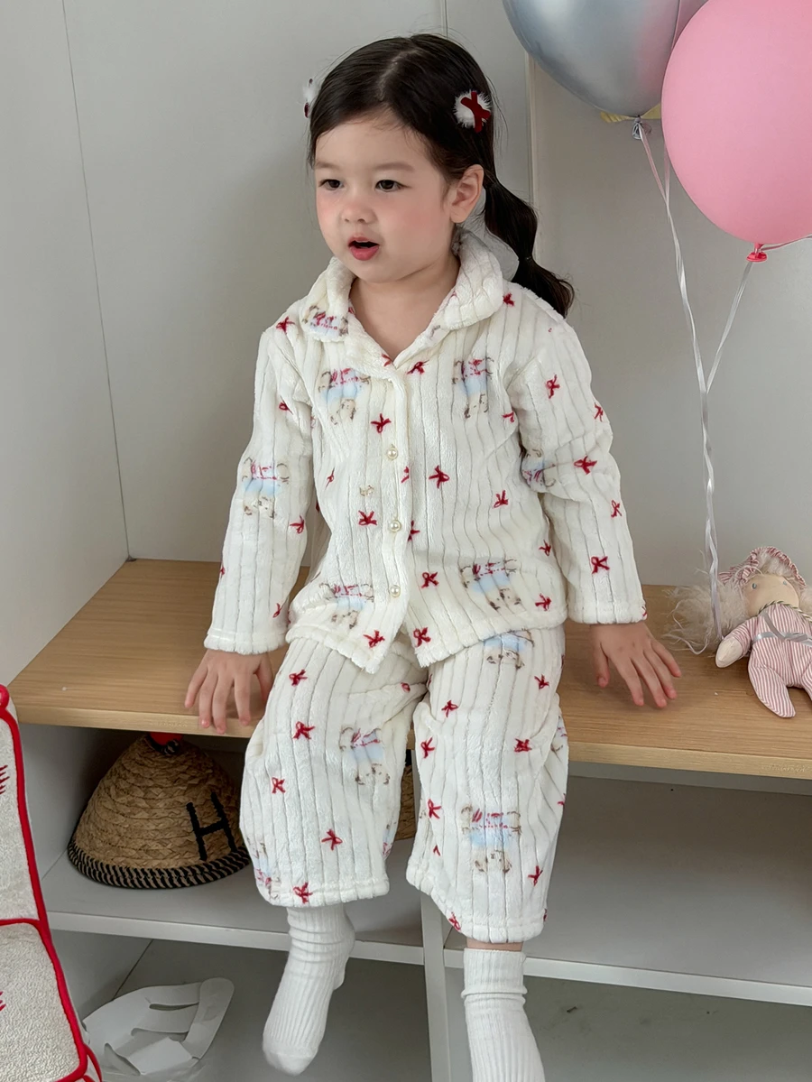 DAZY 嬰兒/幼兒(女童)柔軟舒適 2 件套居家服 - 白色 - 查看 1