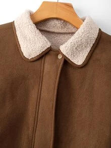 GlowEve Vintage Fashion Comfortable Suede Fleece Jacket Fur Short Commute Versatile Outing French Street Style Women's Jacket - Brown - View 3