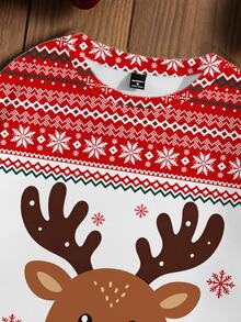 Sorvial Standard Size Men's Fitted Regular Shoulder Crew Neck Pullover Sweatshirt With Thermal Lining, Christmas Sweatshirt - White - View 5