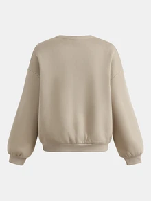 SHEIN 青少年女孩卡其色寬鬆運動衫套裝，字母印花兩件套，加厚秋冬新款休閒日常百搭 - 卡其色 - 查看 6