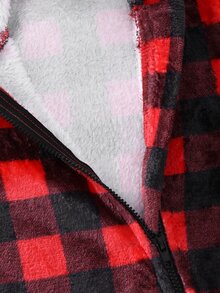 SHEIN 男嬰拼接格紋斜拉鍊前開鹿角裝飾休閒居家服 - 彩色 - 查看 7