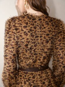 MOTF PREMIUM LEOPARD PRINT FEATHER TASSEL BODYCON DRESS - Khaki - View 7