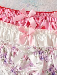 Elorette Plus Size Women's Bowknot Decor Pleated Fashion Panties - Multicolor - View 4