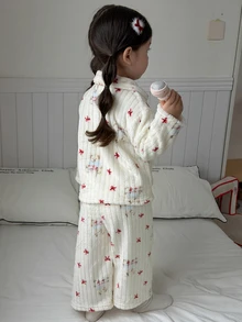 DAZY Infant/Toddler (Girl) Soft & Comfortable 2 Pieces Loungewear Set - White - View 2