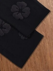 TOKVUE 男士美式復古花卉毛巾刺繡寬腿運動長褲，抽繩鬆緊腰寬鬆垂墜剪裁，極簡休閒日常通勤休閒褲，街頭時尚中性情侶穿搭，假期禮物首選，秋季直筒運動長褲 - 黑色 - 查看 7