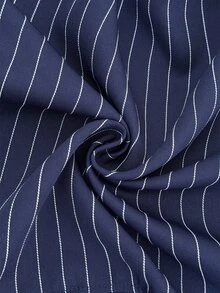 Firerie Kemeja Pullover Lengan Panjang Bergaris Biru & Putih Ukuran Plus dengan Lipatan Pinggang Leher Perahu untuk Musim Gugur/Dingin/Pakaian Kerja - Blue and White - View 9