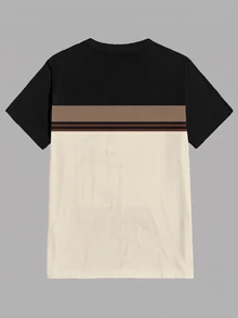 Azurnel Men's Horse Pattern Casual Daily Wear Short Sleeve T-Shirt - Apricot - View 4