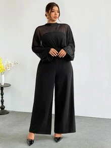 Firerie Plus Size Women's Solid Color Casual Daily Wear Jumpsuit - Black - View 3