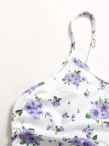 Girlism 青少年女孩針織提花喇叭袖外套與提花細肩帶洋裝套裝，甜美休閒優雅風 - 白色 - 查看 7