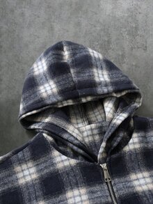 STYNVO Men's Plaid Casual Daily Wear Hooded Overcoat - Multicolor - View 3