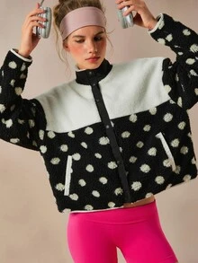 VARSIVA Women's Front Button Long Sleeve Sports Jacket - Black and White - View 4