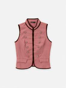 Nöista Rompi Pendek Militer Warna Hijau Muda dengan Detail Kancing Logam dan Bentuk yang Pas. Sempurna untuk Gaya Kasual Rapi, Penampilan Saat Keluar Malam, dan Musim Gugur. - Coral Pink - View 6