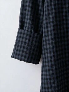 SHEIN LUNE Plus Plaid Print Drop Shoulder Shirt With Bag Fall - Multicolor - View 4