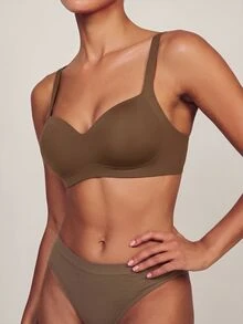 Barelissa Women's Seamless Push-Up Wireless Bra, Comfortable Side-Boob Coverage, Minimalist Everyday Bra, 1pc - Brown - View 5