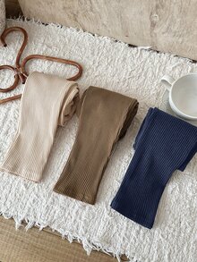 LMoss Kids LMoss 3件組女童純色修身休閒內搭褲，聖誕款，舒適秋冬款，溫暖舒適 - 彩色 - 查看 4