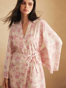 Lullawish Women's Bohemian Casual Vacation Vintage Floral Print Tie Loose Woven Robe - Multicolor - View 4