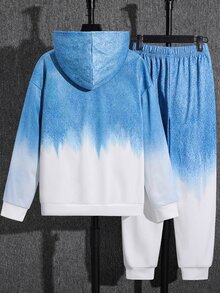 SHEIN 青少年男孩休閒字母設計連帽衛衣與長褲套裝 - 彩色 - 查看 2