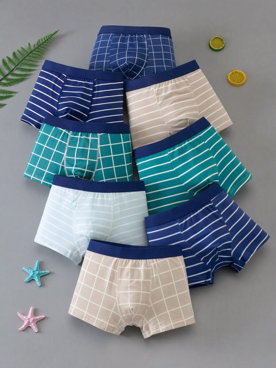 SHEIN 4PCS Tween Boys Trunks - Multicolor - View 1