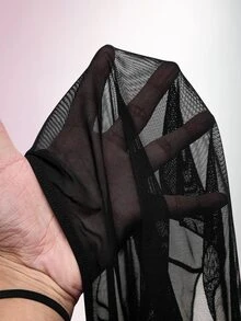 Amplova 女款 3 件組比基尼套裝，含上衣、泳褲與外罩裙，性感前衛垂領洋裝 - 黑色 - 查看 11