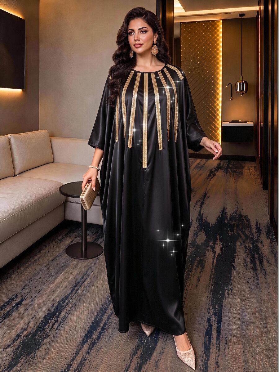 SHEIN Lady Plus Size Women's Colorblock Casual Daily Summer Dress Fall - Black - View 1