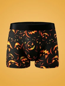 Notgurli Spooky Jacko'lantern Pumpkin Graphic Men Boxer Briefs, Breathable Comfort Stretch Funny Printed Underwear For Halloween Party - Multicolor - View 1