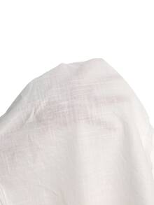 Elaquor Plus Size Elegant Lace Patchwork Pleated Tie-Front Blouse - White - View 7