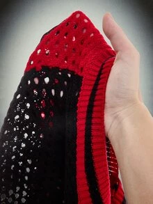 Amplova 女款 2 件式針織套裝，漸層復古紗線，超低腰裙，長袖上衣，性感前衛秋冬裝扮，附流蘇 - 棕色 - 查看 11