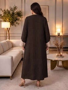 Al Najma Plus Size Women's Lace-Up 2 In 1 Arabian Dress - Multicolor - View 2