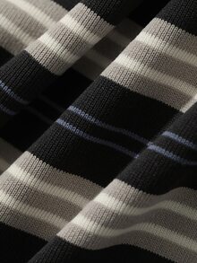 DAZY Spring/Autumn Black & Grey Striped Long Sleeve Ribbed Cuff Men's T-Shirt - Multicolor - View 6