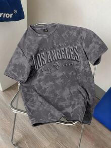 Manfinity Joysei Men's 60% Cotton Grey Blue Distressed T-Shirt - Blue - View 3