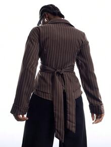 LYSMO Plus Size Women's Autumn/Winter Striped Button Long Sleeve Shirt - Multicolor - View 2