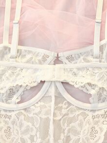 DelicateAllure Women's Lace Cut-Out Design Sexy Camisole Jumpsuit - White - View 5