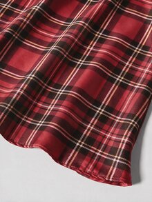 Firerie Plus Size Elegant Plaid Pattern Skirt - Suitable For Commute, Office, Party And Wedding (Autumn, Red) - Red - View 4