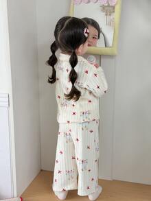 DAZY Infant/Toddler (Girl) Soft & Comfortable 2 Pieces Loungewear Set - White - View 4